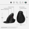HP 920 mouse ergonomico wireless, per destrimani, design verticale, Bluetooth + USB Type-A, 4000 DPI, nero