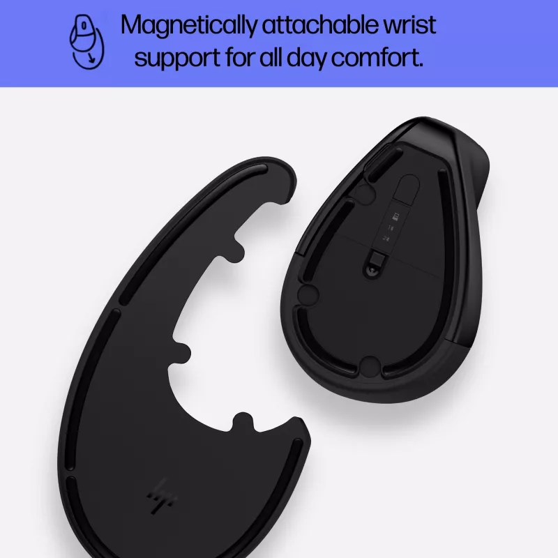 HP 920 mouse ergonomico wireless, per destrimani, design verticale, Bluetooth + USB Type-A, 4000 DPI, nero