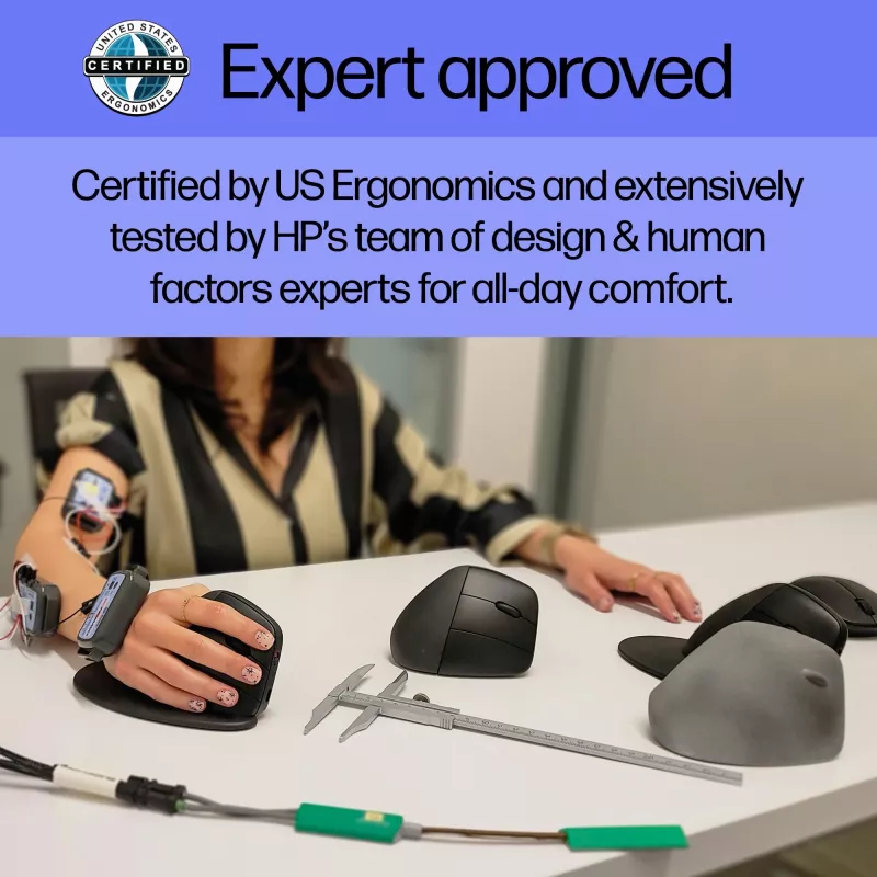 HP 920 mouse ergonomico wireless, per destrimani, design verticale, Bluetooth + USB Type-A, 4000 DPI, nero