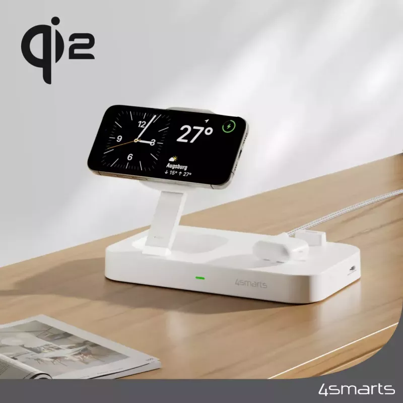 Caricatore wireless 4smarts Qi2 universale bianco caricabatterie rapido indoor AC 12V
