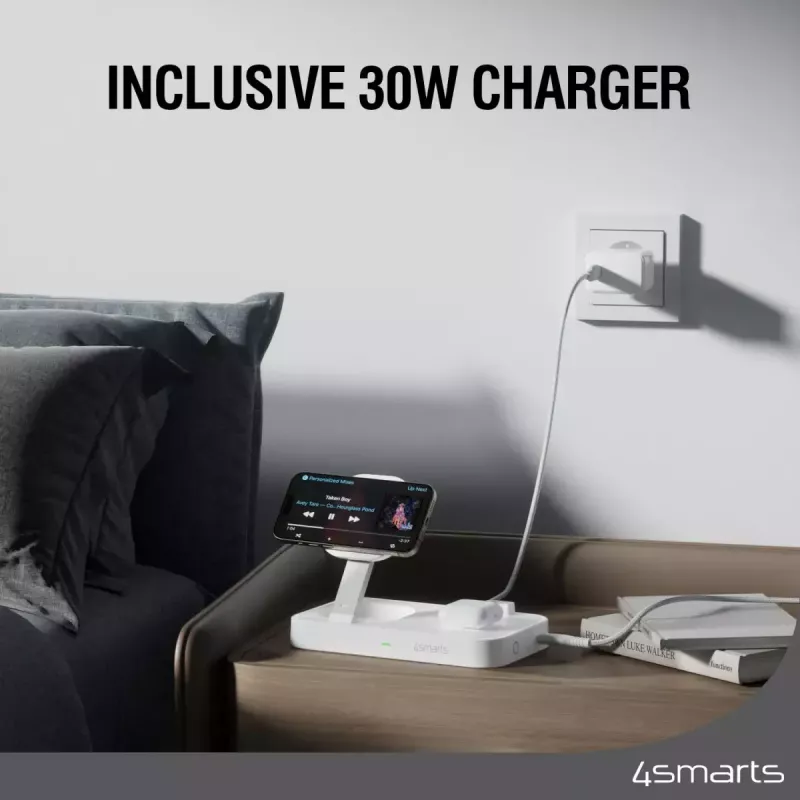 Caricatore wireless 4smarts Qi2 universale bianco caricabatterie rapido indoor AC 12V
