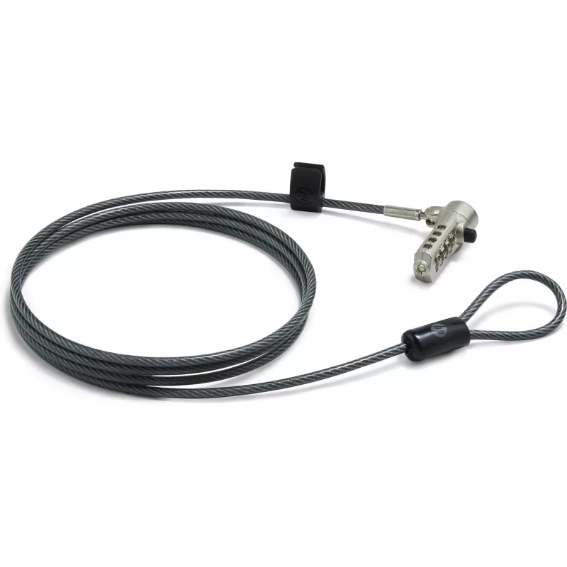 HP Essential Nano Cavo di sicurezza a combinazione, 1,83 m, lucchetto a combinazione, acciaio inox