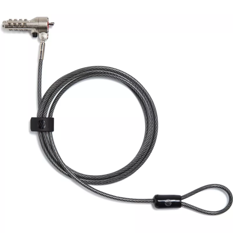 HP Essential Nano Cavo di sicurezza a combinazione, 1,83 m, lucchetto a combinazione, acciaio inox