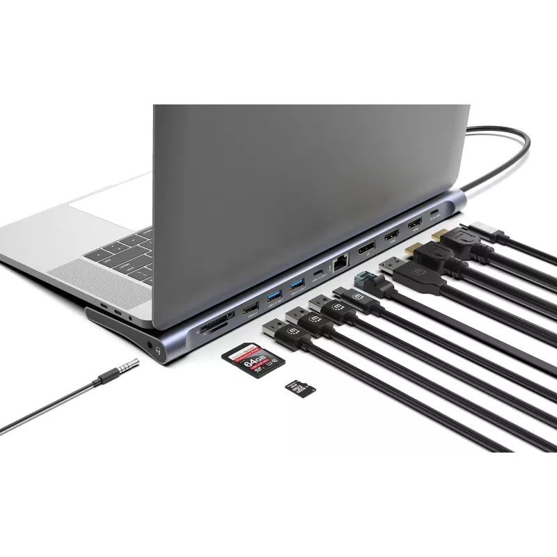 Dock/Hub Manhattan USB-C 10 porte 4K 60Hz Power Delivery