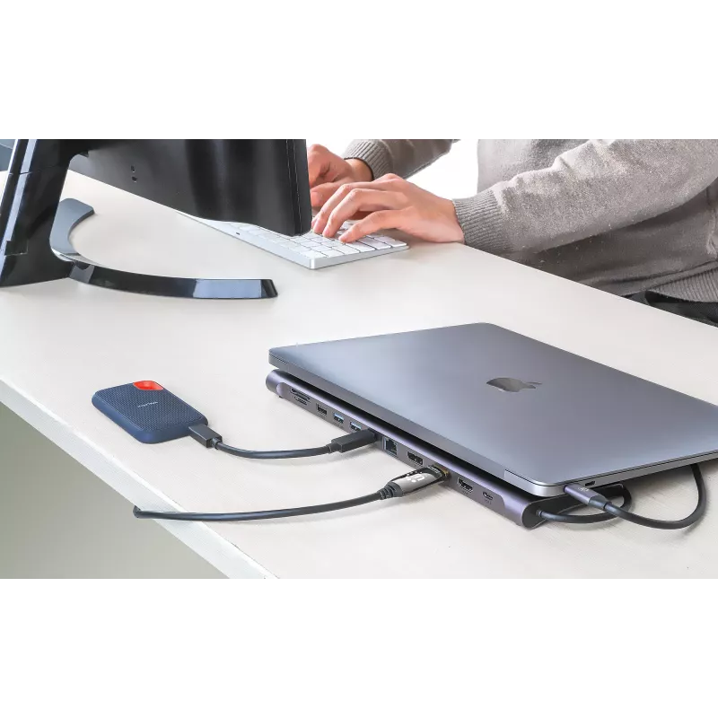 Dock/Hub Manhattan USB-C 10 porte 4K 60Hz Power Delivery