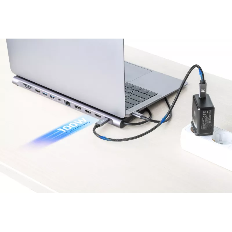 Dock/Hub Manhattan USB-C 10 porte 4K 60Hz Power Delivery