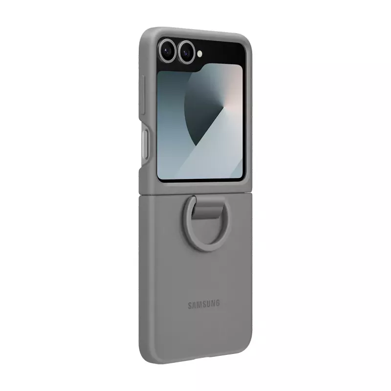 Samsung EF-PF741TJEGWW cover in silicone con anello per Galaxy Z Flip6, grigio