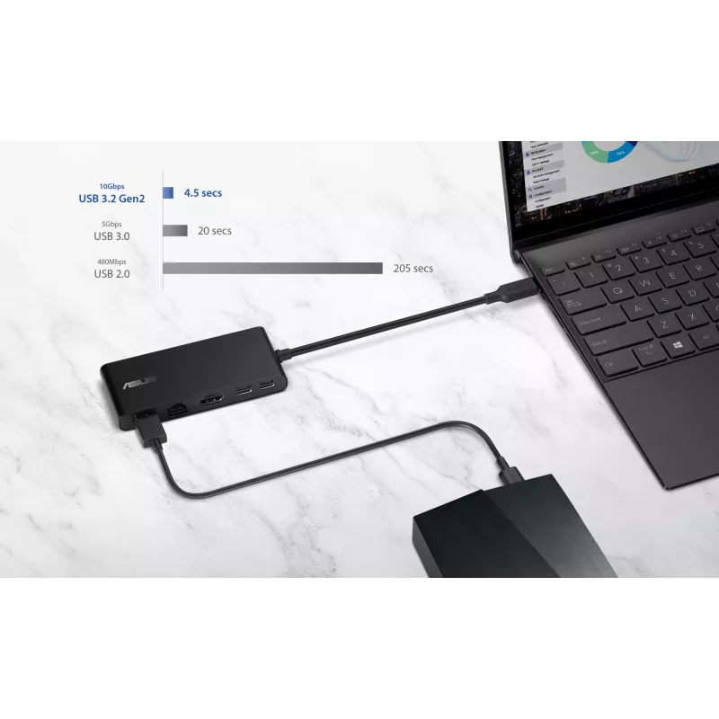 ASUS Dual 4K USB-C Dock DC201 con filo USB 3.2 Gen 2 (3.1 Gen 2) Type-C nero