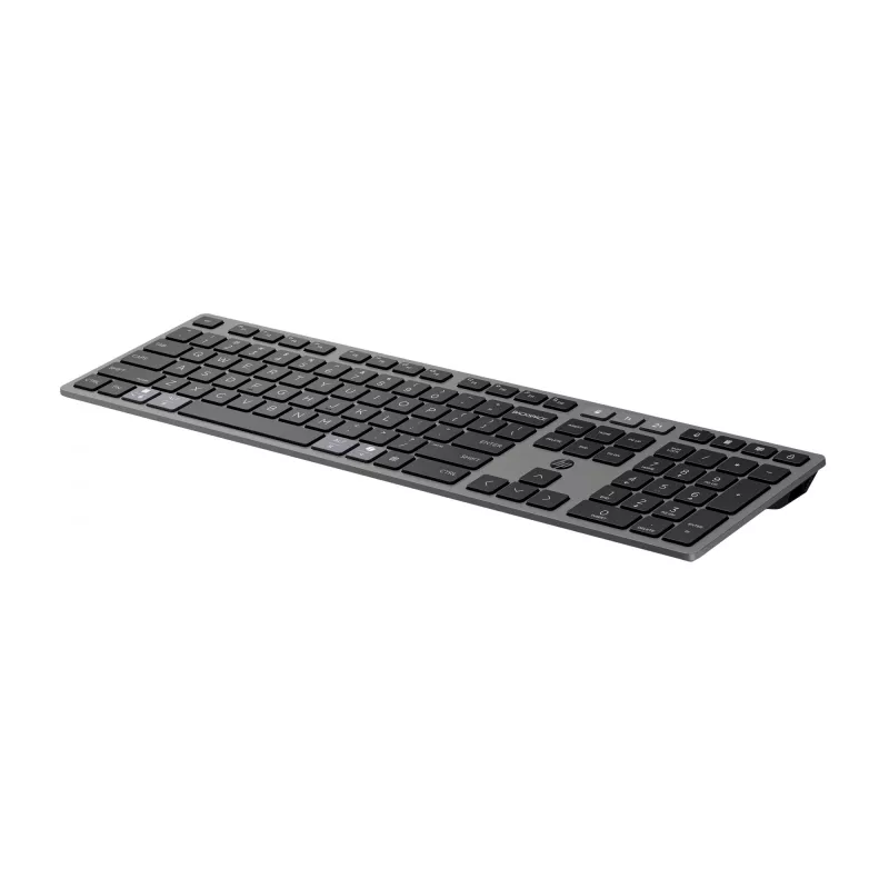 HP 725 tastiera wireless ricaricabile multi-device, formato completo (100%), wireless, RF Wireless + Bluetooth, nero