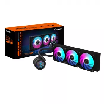 GIGABYTE AORUS WATERFORCE II 360 dissipatore CPU liquido AIO - 3 ventole ARGB da 120mm, meccanismo di bloccaggio slide-in, DAISY-CHAIN, compatibile con Intel LGA 1851 e AMD AM5
