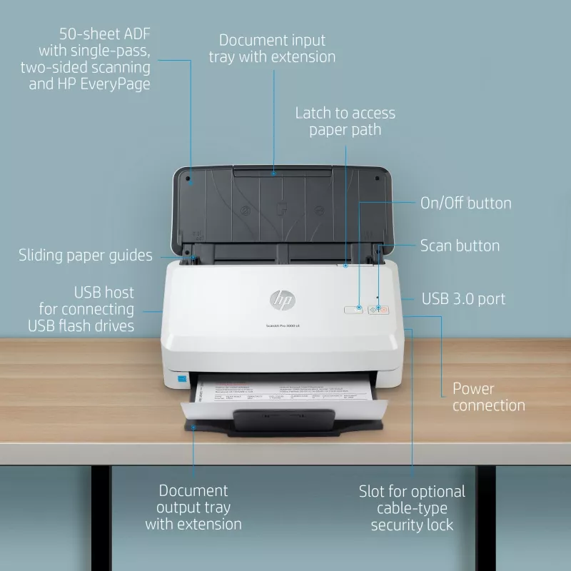 Scanner a fogli mobili HP Scanjet Pro 3000 s4 600 x 600 DPI A4 nero, bianco