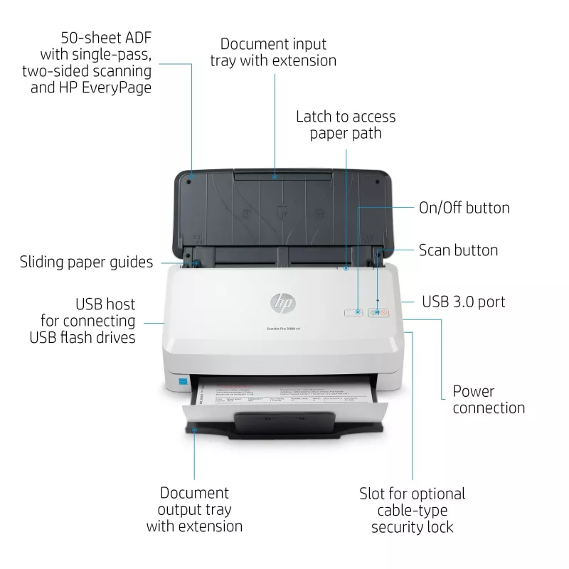 Scanner a fogli mobili HP Scanjet Pro 3000 s4 600 x 600 DPI A4 nero, bianco