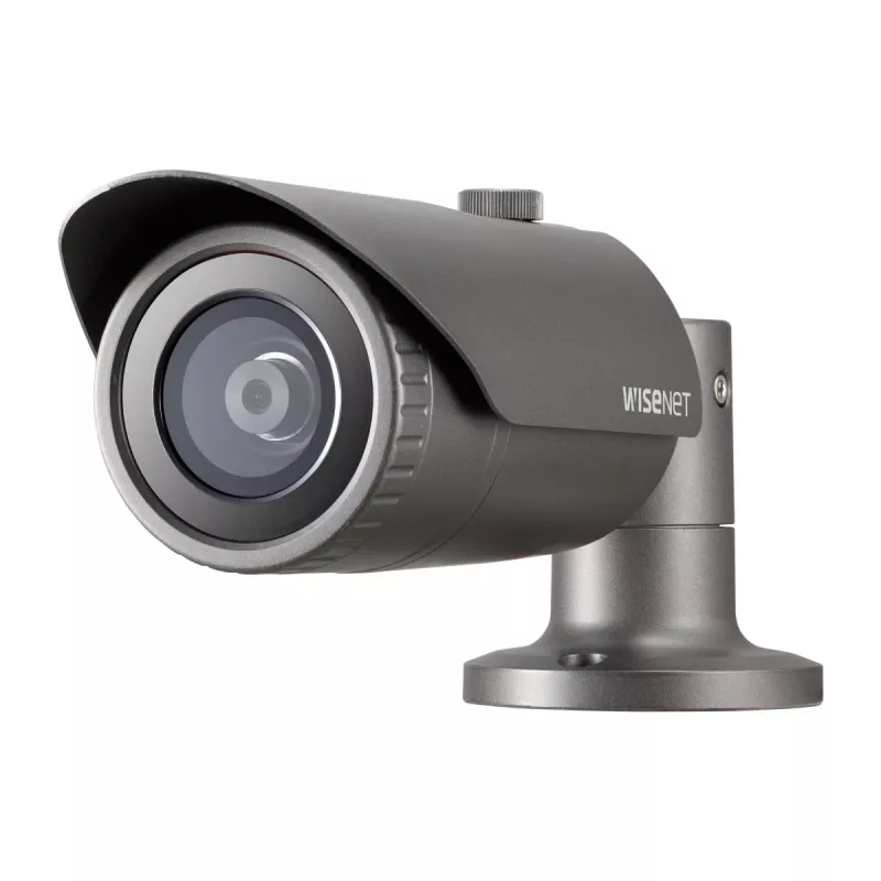 Telecamera IP bullet Hanwha QNO-7012R, 4 MP, per esterni, PoE, IR, IP66, IK10, grigia
