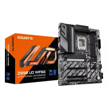 GIGABYTE Z890 UD WIFI6E Scheda madre - Supporta CPU Intel Core Ultra (Serie 2), 12+1+2 fasi VRM, fino a 8800 MHz DDR5 (OC), 1xPCIe 5.0 + 2xPCIe 4.0, Wi-Fi 6E, 2,5 GbE LAN, USB 4