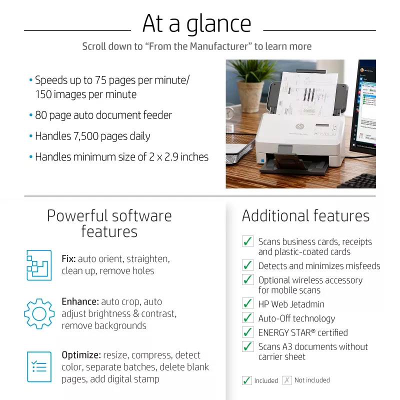 HP Scanjet Enterprise Flow 7000 s3 Scanner a foglio 600 x 600 DPI A4 Bianco