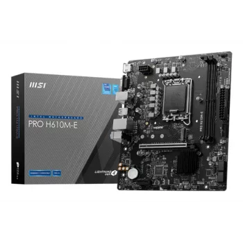 Scheda madre MSI PRO H610M-E — Intel H610, LGA 1700, micro ATX, DDR5, 2x DIMM, max 96 GB, 2.5Gb LAN, HDMI, 4x SATA III