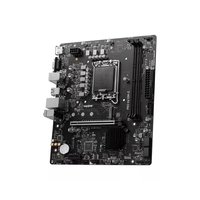 Scheda madre MSI PRO H610M-E — Intel H610, LGA 1700, micro ATX, DDR5, 2x DIMM, max 96 GB, 2.5Gb LAN, HDMI, 4x SATA III