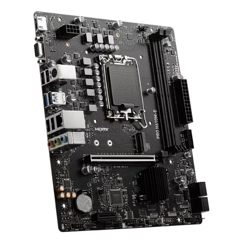 Scheda madre MSI PRO H610M-E — Intel H610, LGA 1700, micro ATX, DDR5, 2x DIMM, max 96 GB, 2.5Gb LAN, HDMI, 4x SATA III