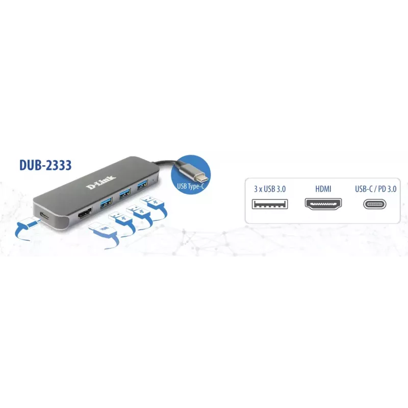 D-Link Hub USB-C 5-in-1 con HDMI/Power Delivery