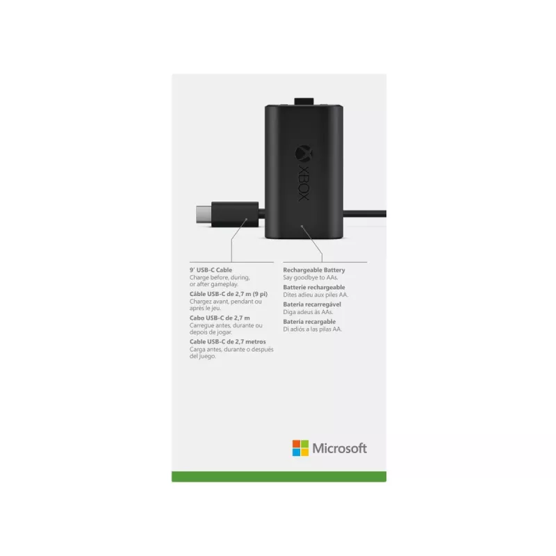 Microsoft Xbox Play & Charge Kit (SXW-00002) batteria ricaricabile con cavo USB-C, nero