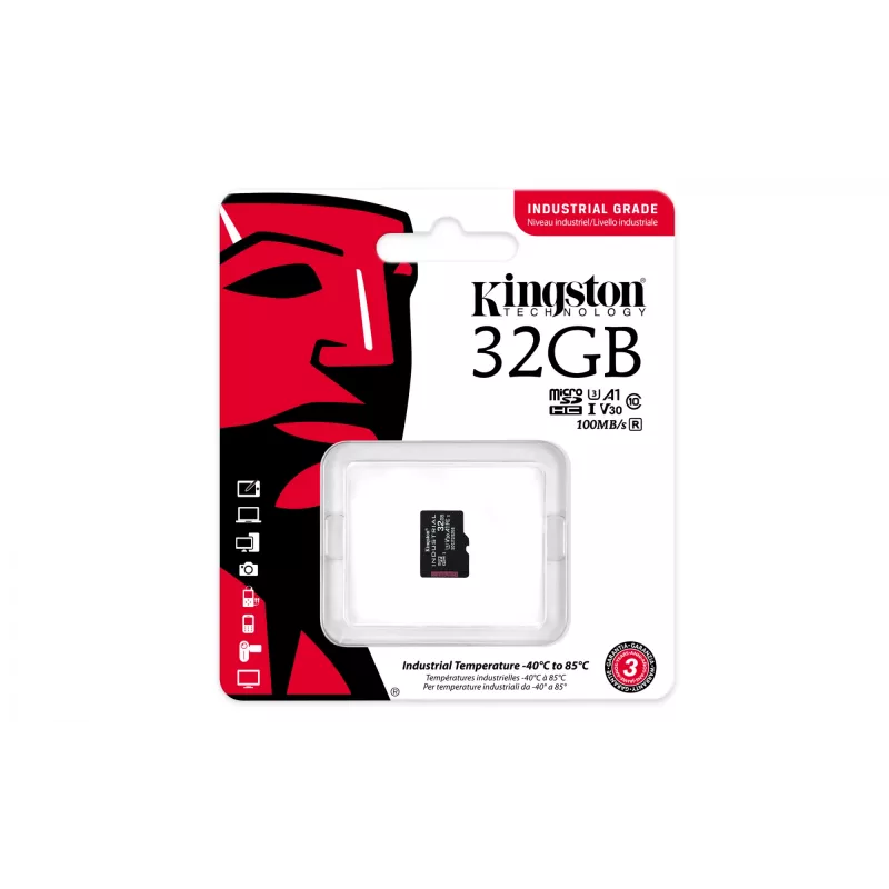 Kingston Technology 32GB microSDHC Industrial C10 A1 pSLC Card confezione singola senza adattatore