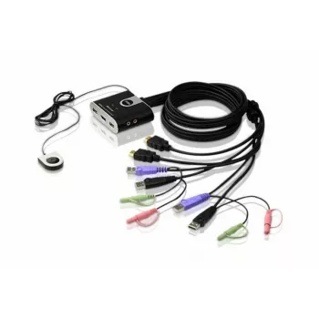 ATEN switch KVM USB HDMI 2 porte con audio, 1920 x 1200 pixel, WUXGA, 0,72 W, nero