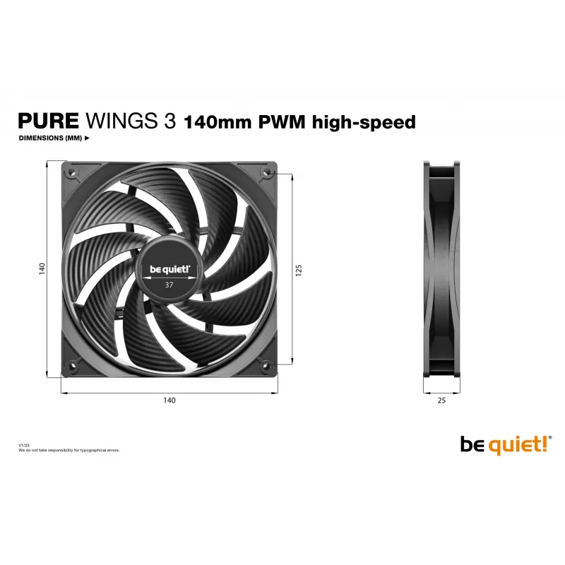 be quiet! Pure Wings 3 140mm | PWM high-speed Triple Pack ventole per case computer 14 cm nero 3 pezzi