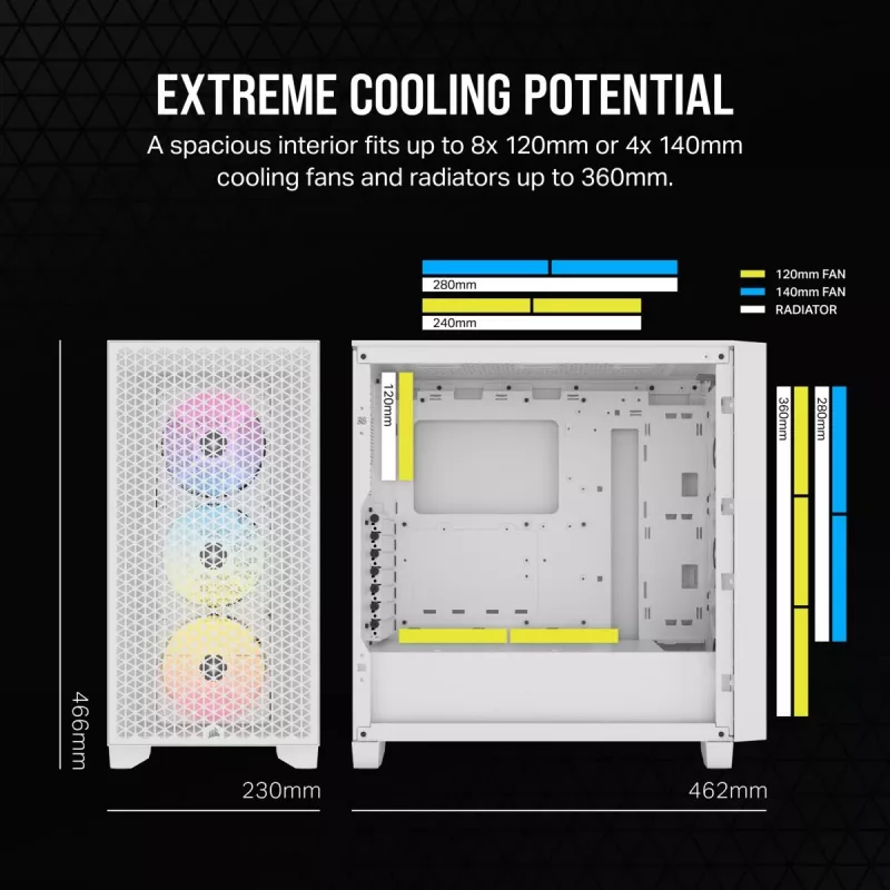 CORSAIR case PC Mid-Tower - 3000d RGB Airflow - bianco