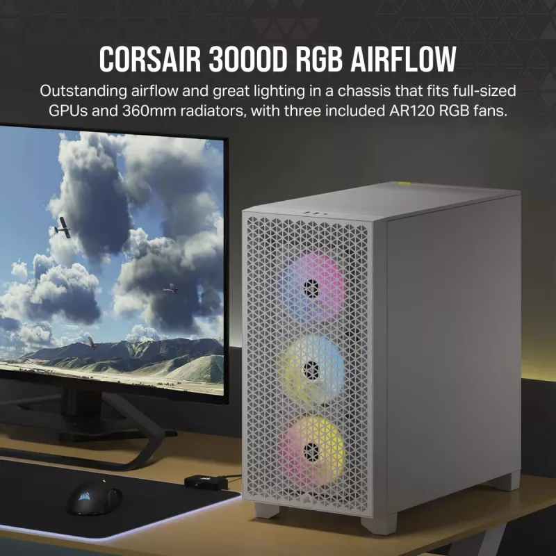 CORSAIR case PC Mid-Tower - 3000d RGB Airflow - bianco