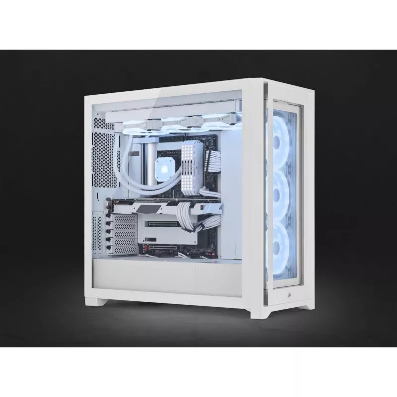 CORSAIR Mid-Tower Smart Case - iCUE 5000X - RGB QL Edition Tempered Glass True - bianco