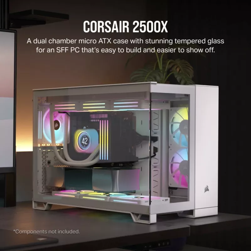 CORSAIR Case PC – 2500X Mid-Tower Dual Chamber Case PC – bianco