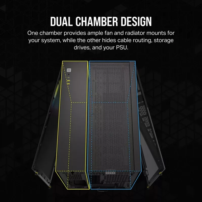 CORSAIR Case PC - Icue Link 2500x RGB Micro ATX Dual Chamber nero