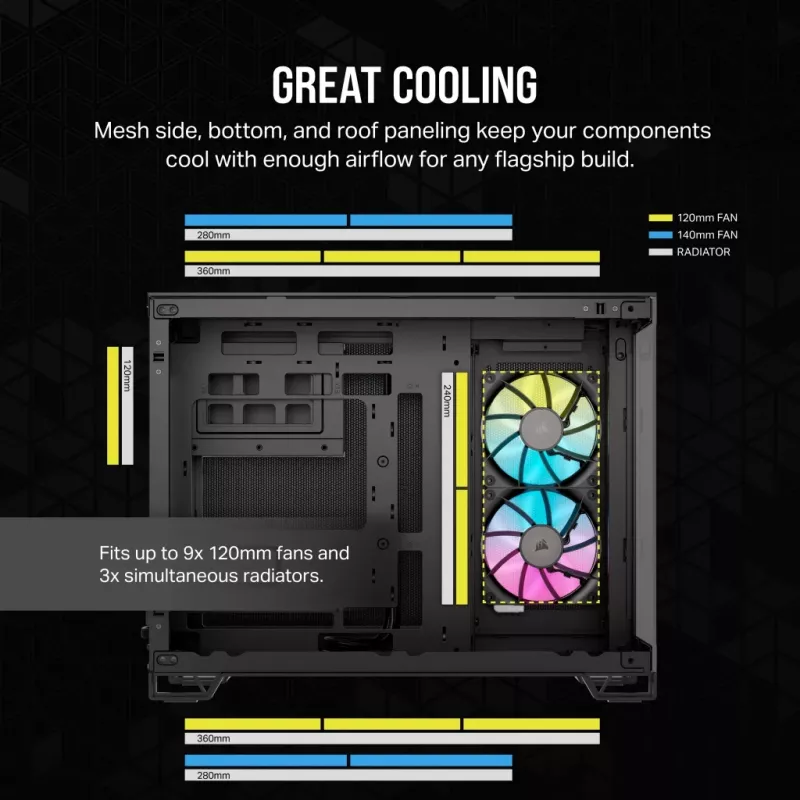 CORSAIR Case PC - Icue Link 2500x RGB Micro ATX Dual Chamber nero