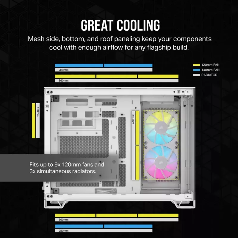 CORSAIR Case PC – iCUE LINK 2500X RGB Micro-ATX Dual-Chamber bianco