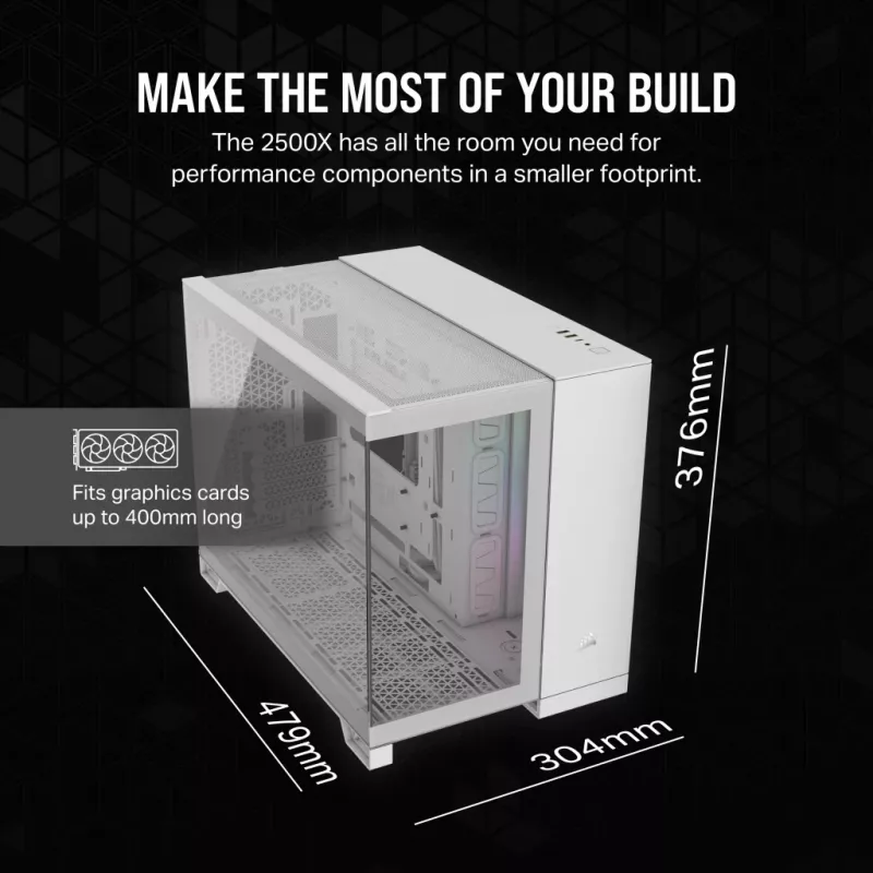 CORSAIR Case PC – iCUE LINK 2500X RGB Micro-ATX Dual-Chamber bianco
