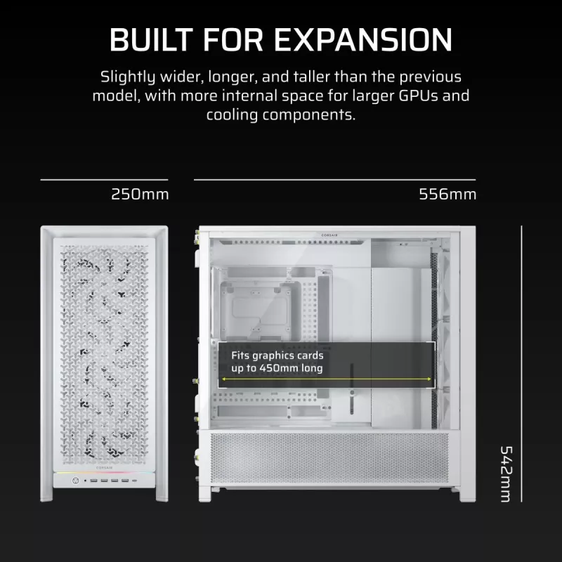 CORSAIR Case PC - Frame 5000D RS High-Airflow Mid-Tower Case PC - bianco