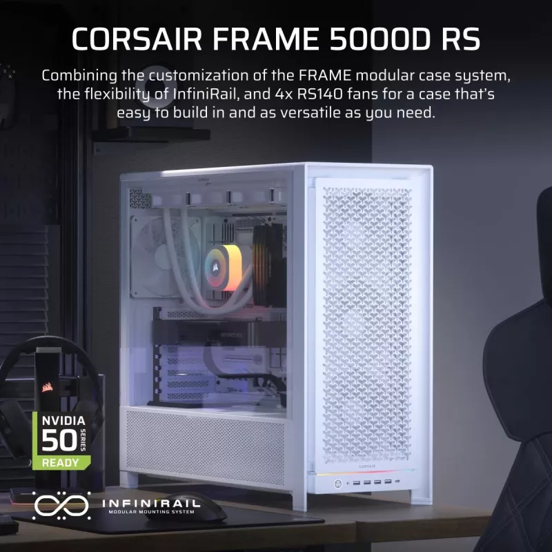 CORSAIR Case PC - Frame 5000D RS High-Airflow Mid-Tower Case PC - bianco