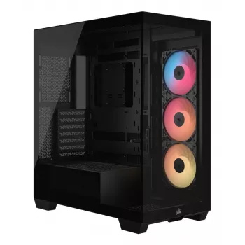 Case PC Midi-Tower CORSAIR 3500X RS-R ARGB — nero, vetro temperato, supporta ATX/EATX/Micro-ITX, 3x120 mm ventole frontali