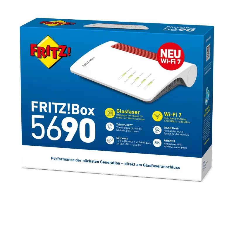 Box 5690 router Wi-Fi 2,5 Gigabit Ethernet dual band (2,4 GHz / 5 GHz) rosso, bianco