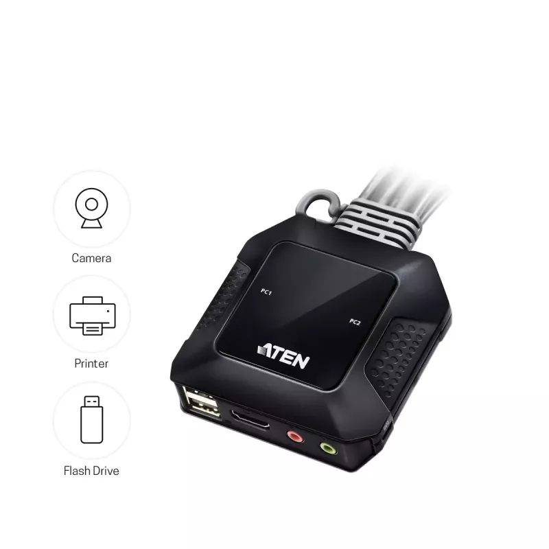 ATEN switch KVM USB 4K HDMI a 2 porte con telecomando per la selezione delle porte