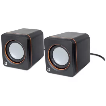 Manhattan 2600 Series Speaker System, Small Size, Big Sound, due altoparlanti, stereo, alimentazione USB, uscita: 2x 3W, jack 3,5 mm per audio, controllo volume in-line, cavo 0,9 m, nero, garanzia tre anni