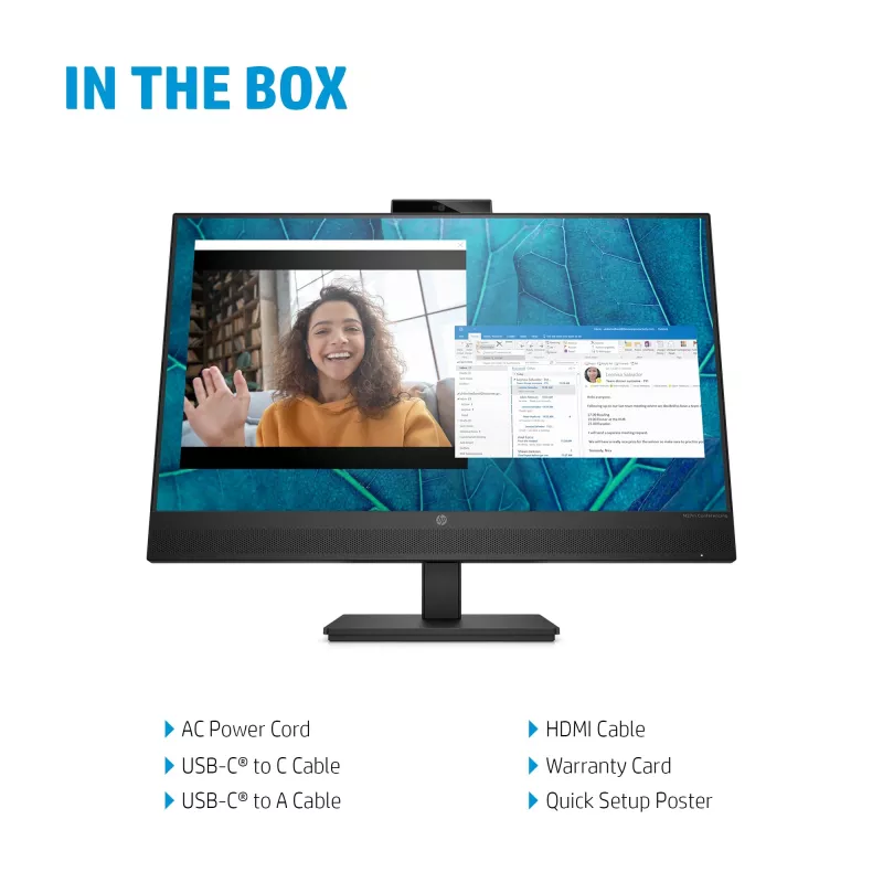 HP M27m monitor per conferenze 27 pollici (68,6 cm) Full HD 1920 x 1080 IPS 75 Hz, HDMI, DisplayPort, USB-C, altoparlanti, nero
