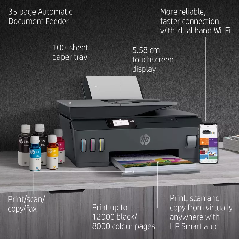 Stampante multifunzione a colori HP Smart Tank Plus 655 Wireless, copiatrice, scanner