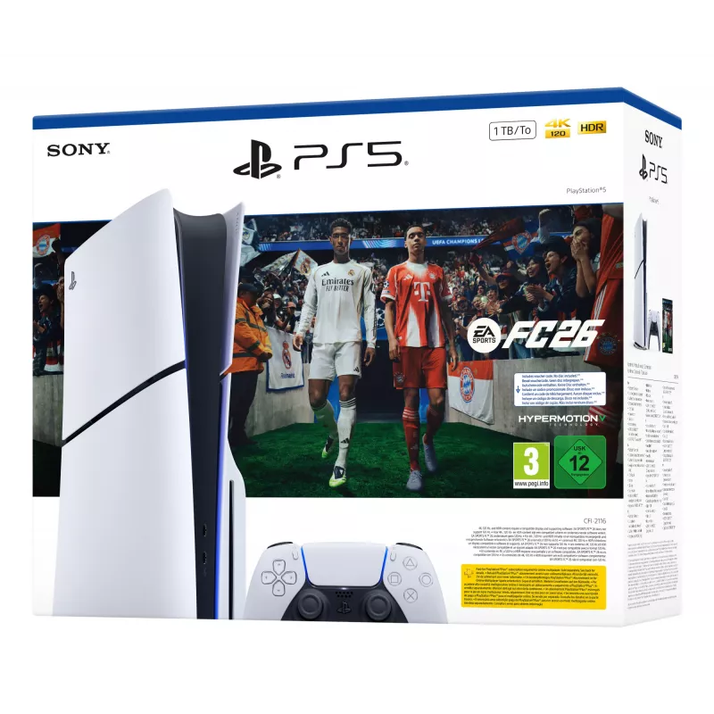 Sony PlayStation 5 + EA Sports FC 26 Bundle 1 TB Wi-Fi nero, bianco