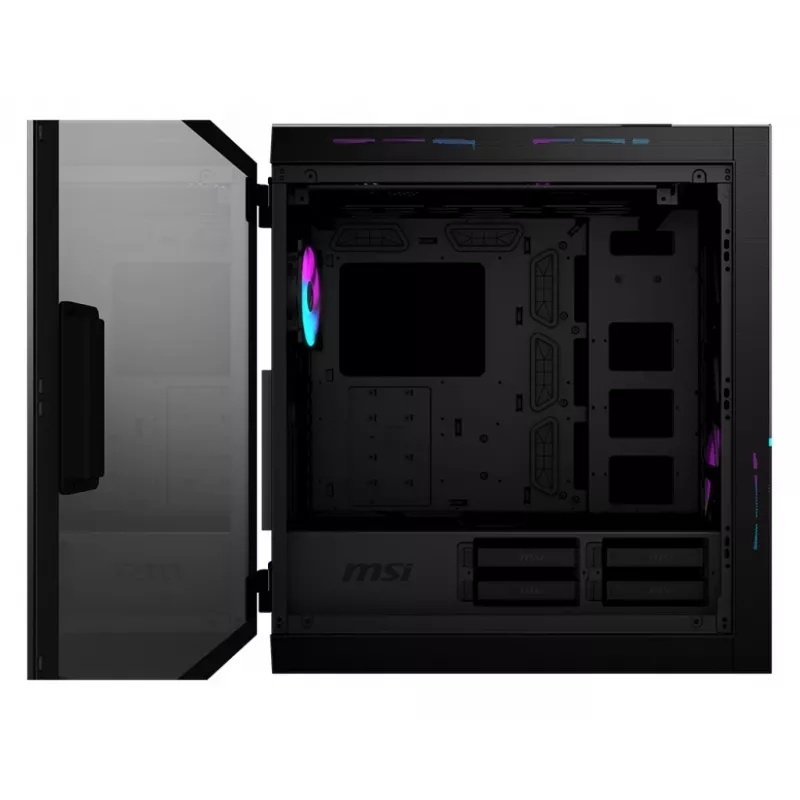 Case per computer gaming MSI MPG SEKIRA 500X Full Tower 'nero, 3x ventole ARGB 200mm + 1x 200mm + 1x120mm ARGB, Mystic Light Sync, hub ARGB a 8 canali, USB Type-C, pannelli in vetro temperato, E-ATX, ATX, mATX, mini-ITX'