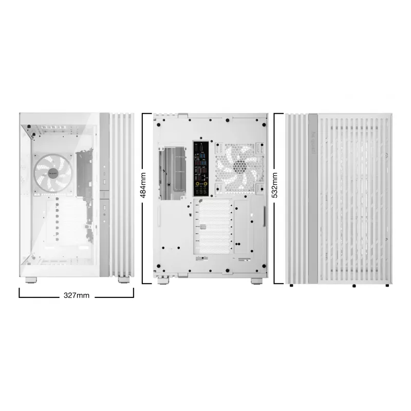 Case PC be quiet! Light Base 900 FX, Full Tower, E-ATX / XL-ATX, vetro temperato, 4 ventole da 140 mm, dissipatore CPU da 190 mm, bianco