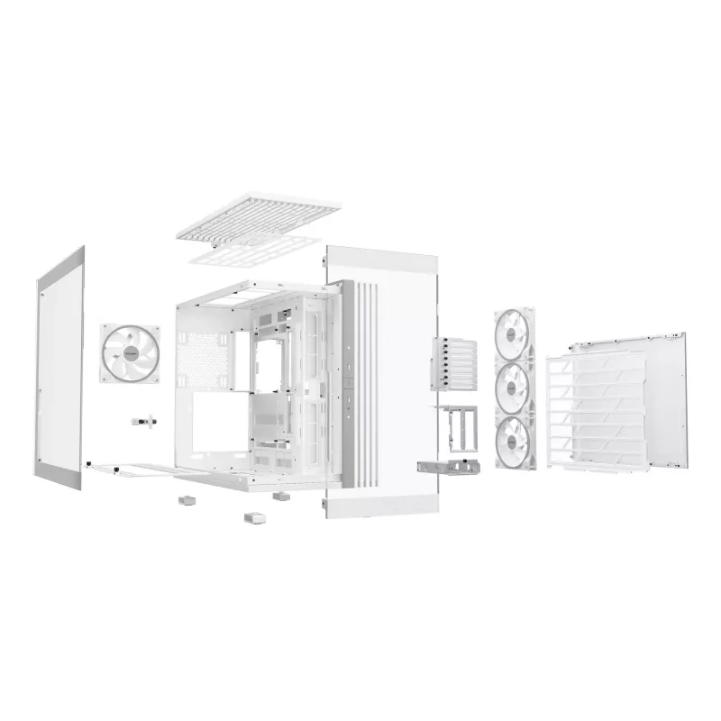 Case PC be quiet! Light Base 900 FX, Full Tower, E-ATX / XL-ATX, vetro temperato, 4 ventole da 140 mm, dissipatore CPU da 190 mm, bianco