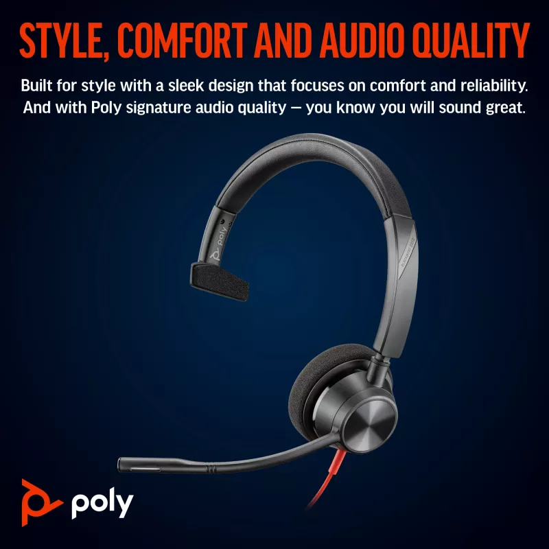 HP Poly Blackwire 3310 headset monaurale con USB-C + adattatore USB-C/A