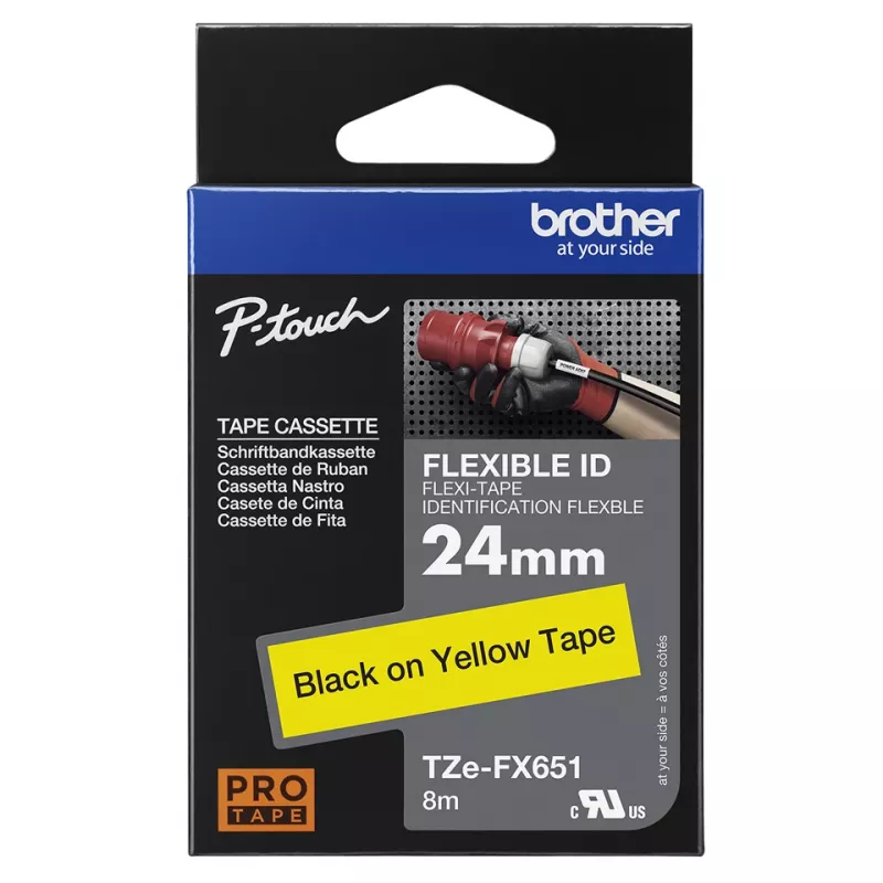 Nastro etichette Brother TZE-FX651 nero su giallo TZ