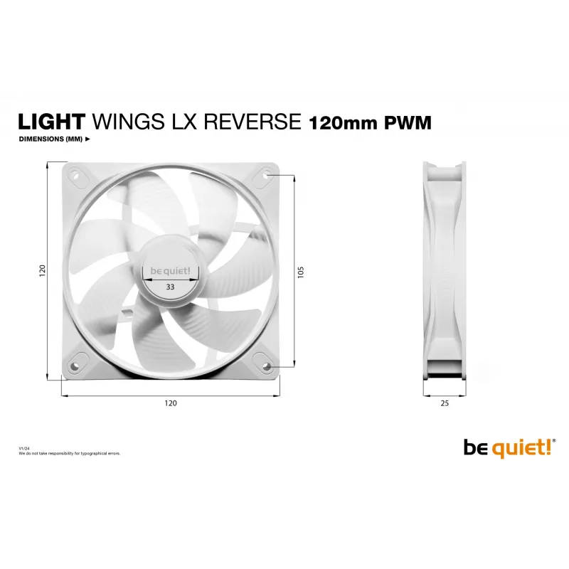 Ventola per case be quiet! Light Wings LX 120 mm PWM Reverse White 12 cm 1 pz.